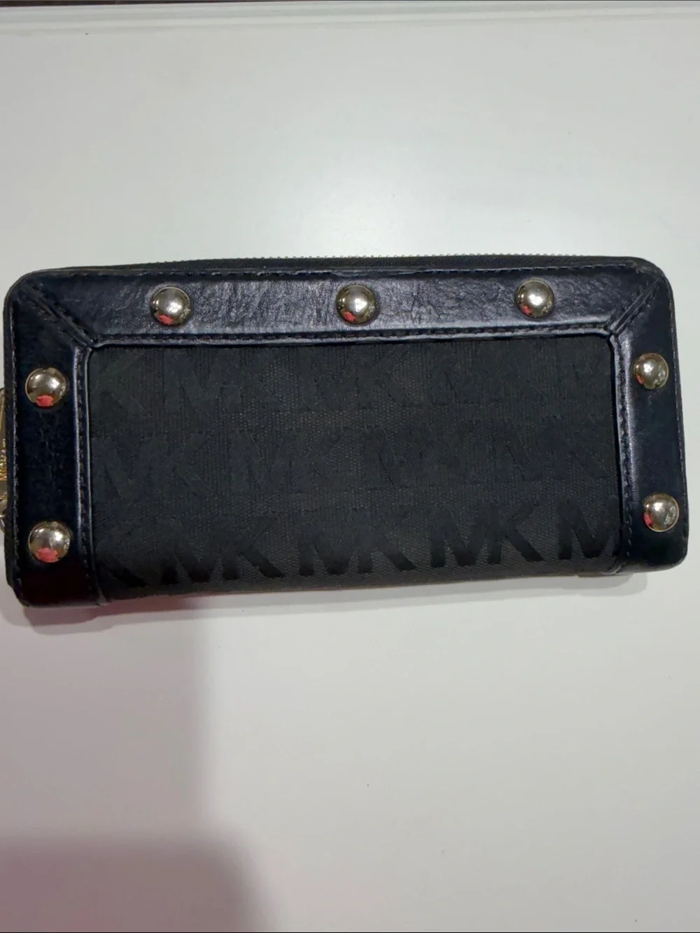 Michael Kors Black Studded Zip-Around Wallet